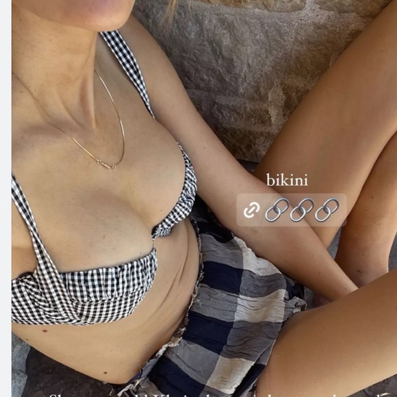 Doen Sardinia Bikini Top gingham XS NWT - Picture 2 of 5